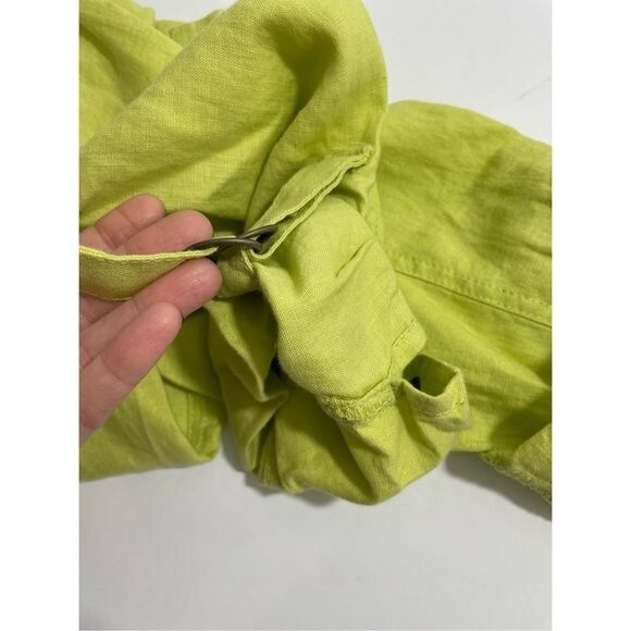 Chico's Roll Tab Sleeves with Buckle Drape Front Easy Linen‎ Jacket Green XS/4 - Picture 6 of 6